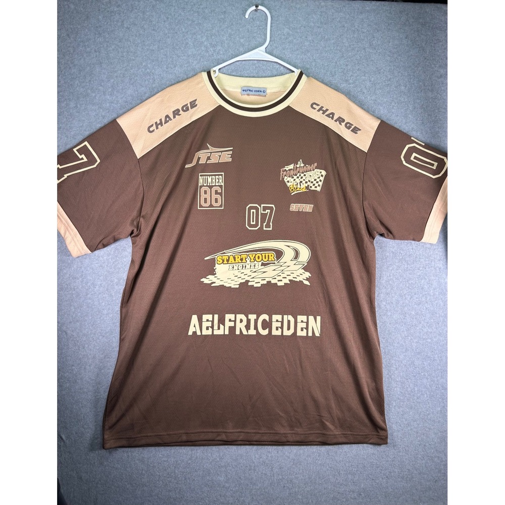 Aelfric Eden Racing Jersey XL Brown Coffee Contrast Soccer Moto Streetwear Tee 7